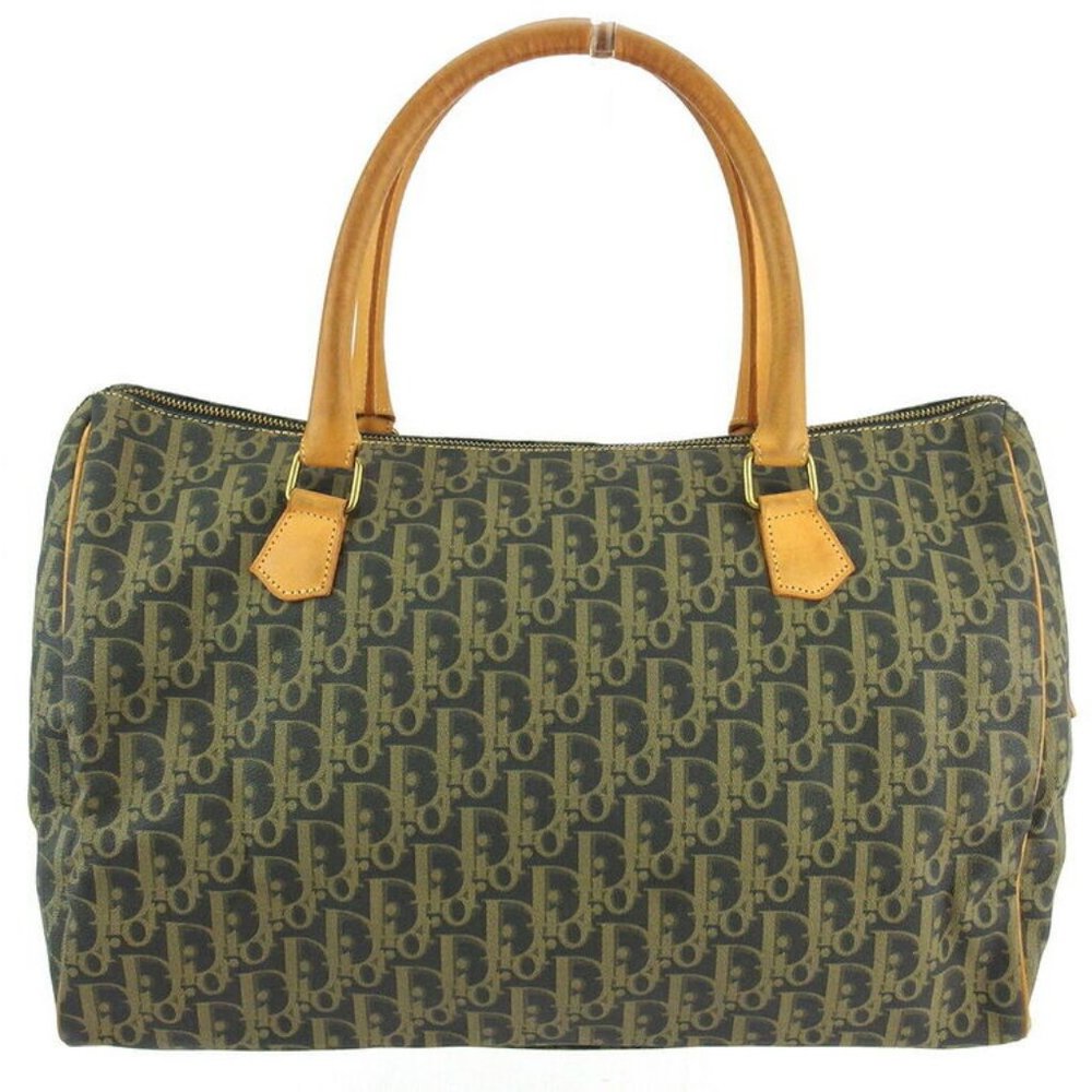 DIOR Boston bag Trotter beige PVC ~ leather Authentic used - Picture 2 of 7